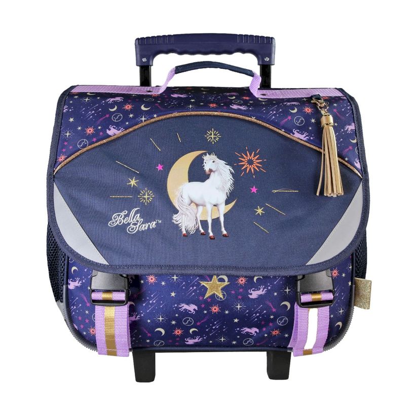 3661507564371-Cartable à roulettes Bella Sara - 38 cm - 2 compartiments - Marine - Kid'Abord--0