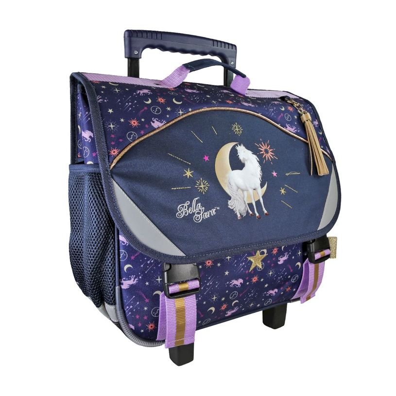 3661507564371-Cartable à roulettes Bella Sara - 38 cm - 2 compartiments - Marine - Kid'Abord--1