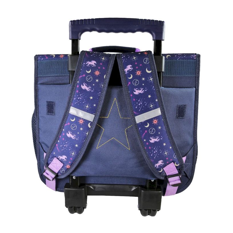 3661507564371-Cartable à roulettes Bella Sara - 38 cm - 2 compartiments - Marine - Kid'Abord--2