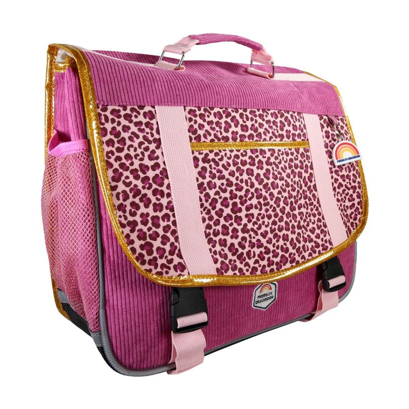 3661507363219-Cartable French Disorder - 38 cm - 2 compartiments - Rose - Kid'Abord--1