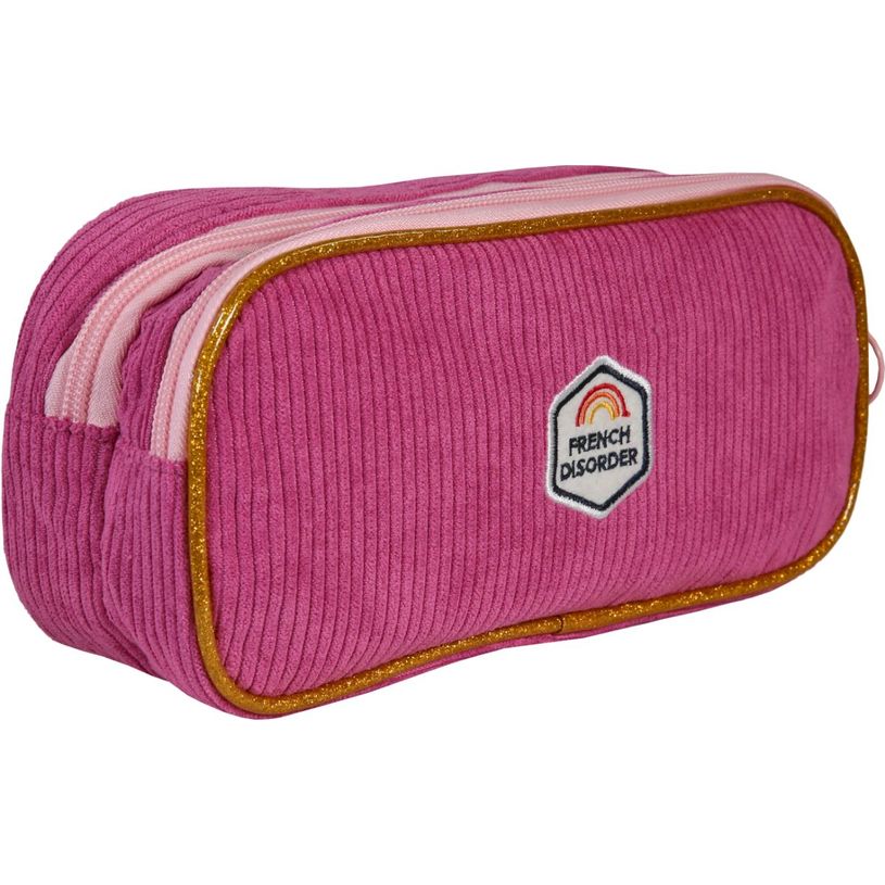 3661507367217-Trousse rectangulaire French Disorder - 2 compartiments - Rose - Kid'Abord--1