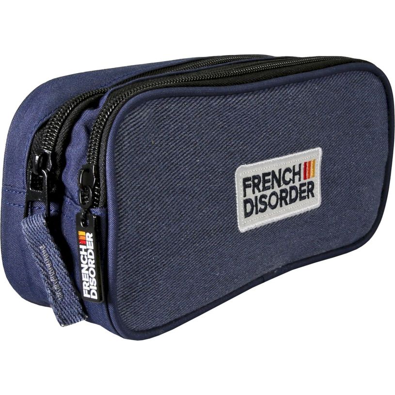 3661507367262-Trousse rectangulaire French Disorder - 2 compartiments - Marine - Kid'Abord--1
