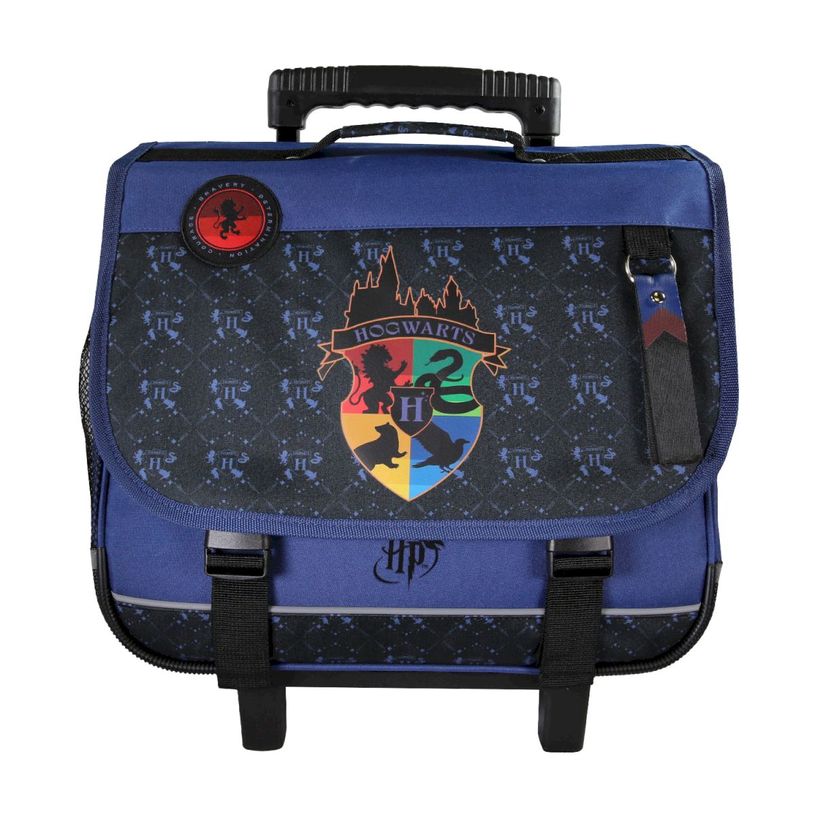 3661507564340-Cartable à roulettes Harry Potter Hogwarts - 38 cm - 2 compartiments - Marine - Kid'Abord--0