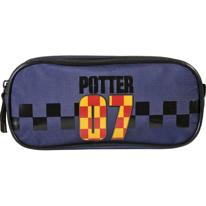 3661507567334-Trousse rectangulaire Harry Potter Quidditch - 2 compartiments - Marine - Kid'Abord--0