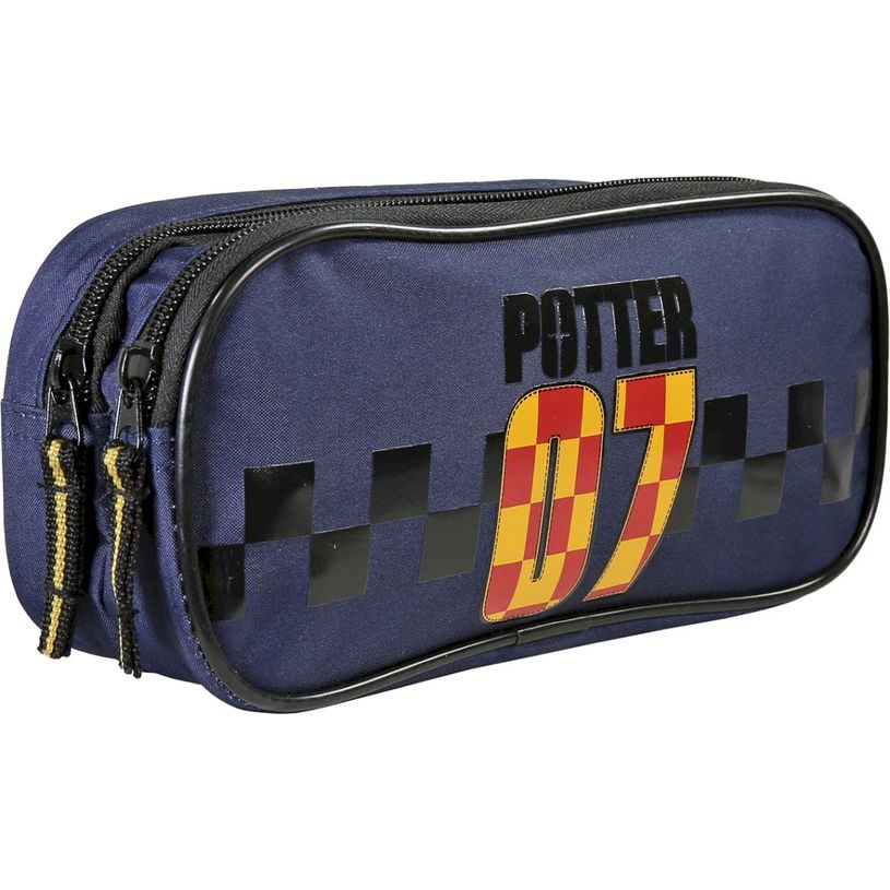3661507567334-Trousse rectangulaire Harry Potter Quidditch - 2 compartiments - Marine - Kid'Abord--1