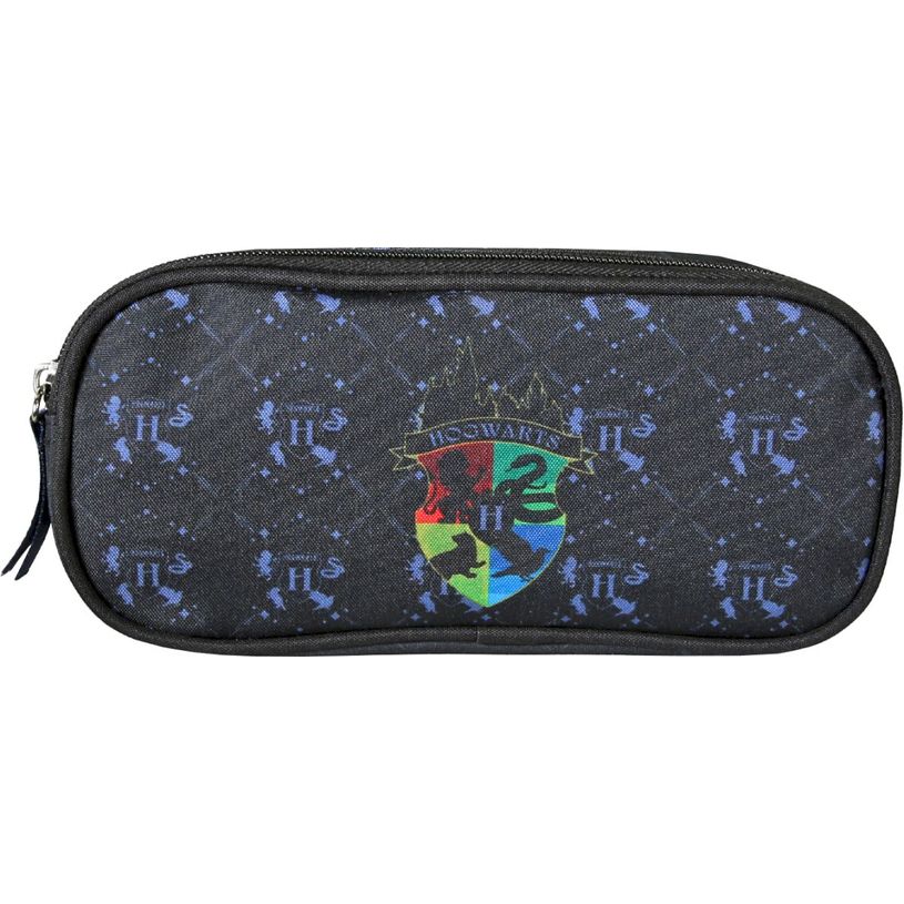 3661507567341-Trousse rectangulaire Harry Potter Hogwarts - 2 compartiments - Marine - Kid'Abord--0