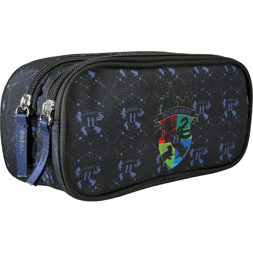 3661507567341-Trousse rectangulaire Harry Potter Hogwarts - 2 compartiments - Marine - Kid'Abord--1