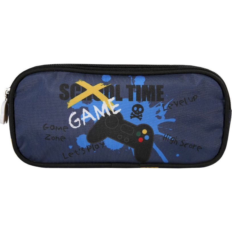 3661507067148-Trousse rectangulaire Kip Gaming - 2 compartiments - Marine - Kid'Abord--0