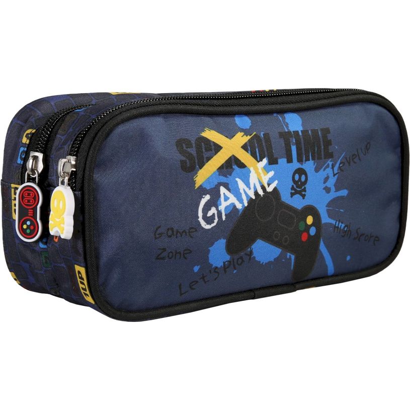 3661507067148-Trousse rectangulaire Kip Gaming - 2 compartiments - Marine - Kid'Abord--1