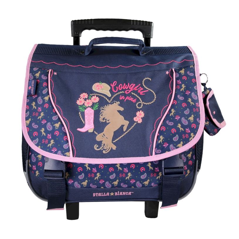 3661507964003-Cartable à roulettes Stalla Bianca - 38 cm - 2 compartiments - Marine - Kid'Abord--0