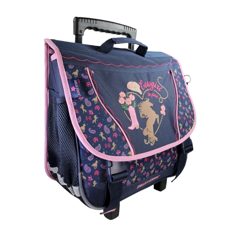 3661507964003-Cartable à roulettes Stalla Bianca - 38 cm - 2 compartiments - Marine - Kid'Abord--1