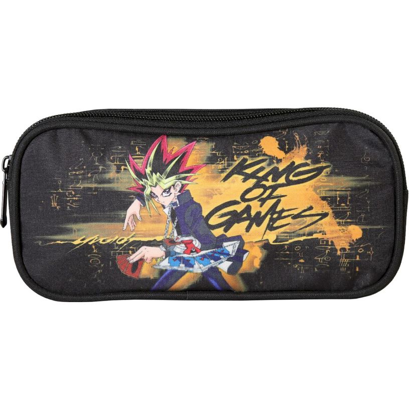 3661507967059-Trousse rectangulaire Yu-Gi-Oh - 2 compartiments - Noir - Kid'Abord--0