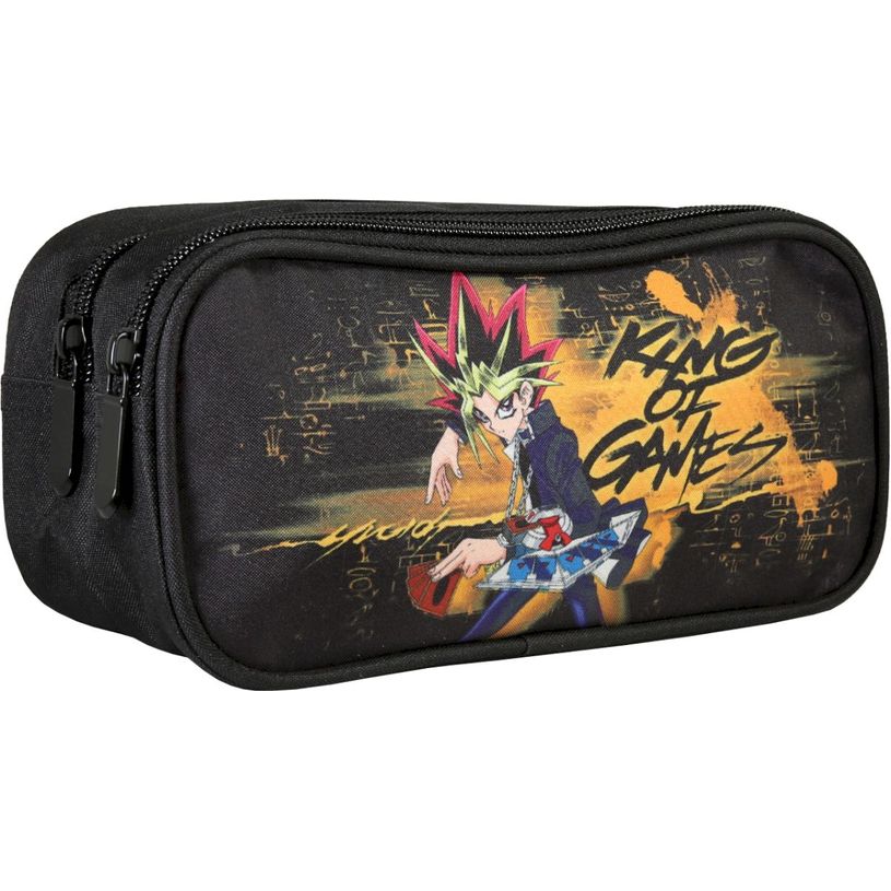 3661507967059-Trousse rectangulaire Yu-Gi-Oh - 2 compartiments - Noir - Kid'Abord--1