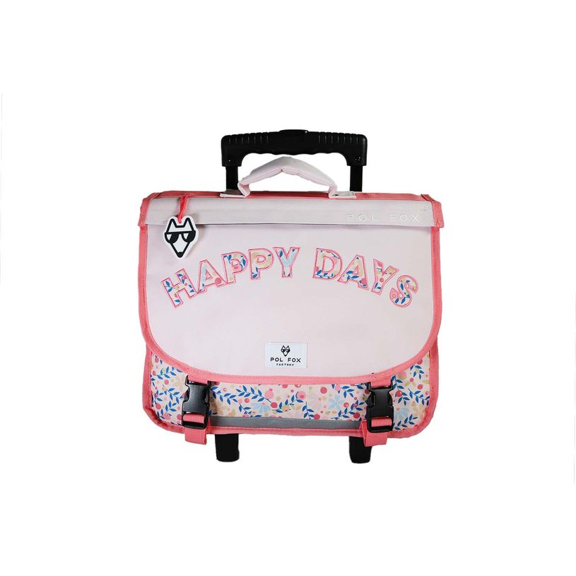 3663842009685-Cartable à roulettes réversible 38 cm Happy Blush - 2 compartiments - Rose - Pol Fox--5