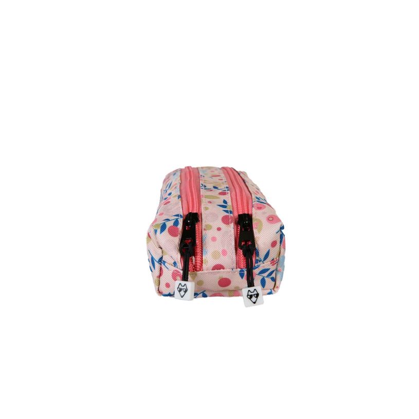 3663842009722-Trousse rectangulaire Happy Blush - 2 compartiments - Rose - Pol Fox--2
