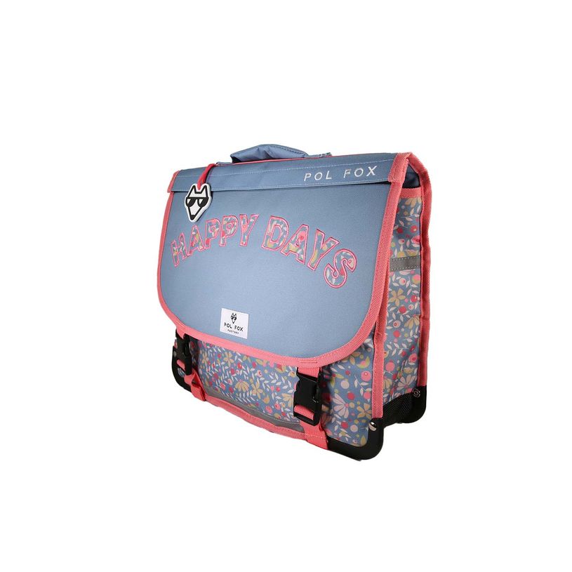 3663842009616-Cartable réversible 38 cm Happy Jean - 2 compartiments - Bleu - Pol Fox--1