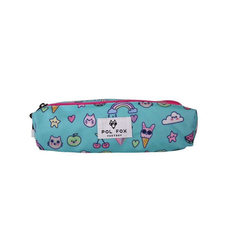 3663842009401-Trousse rectangulaire Kawai - 2 compartiments - Bleu - Pol Fox--0