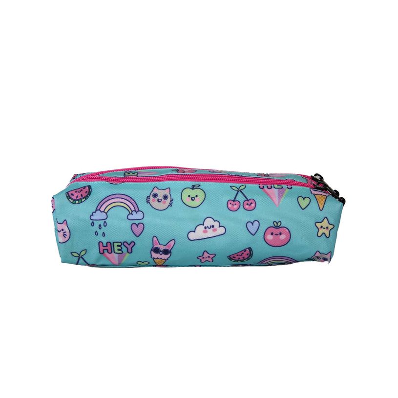 3663842009401-Trousse rectangulaire Kawai - 2 compartiments - Bleu - Pol Fox--3