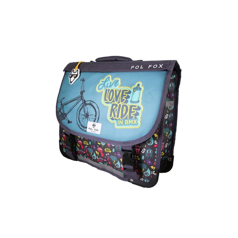 3663842010049-Cartable réversible 38 cm Rider - 2 compartiments - Vert - Pol Fox--1