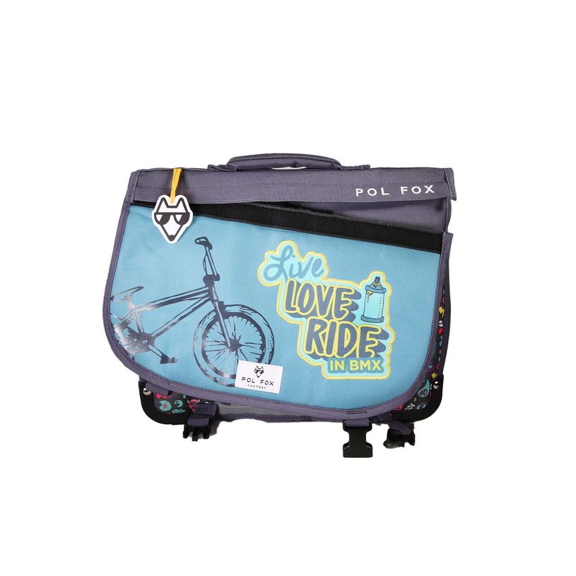 3663842010049-Cartable réversible 38 cm Rider - 2 compartiments - Vert - Pol Fox--4