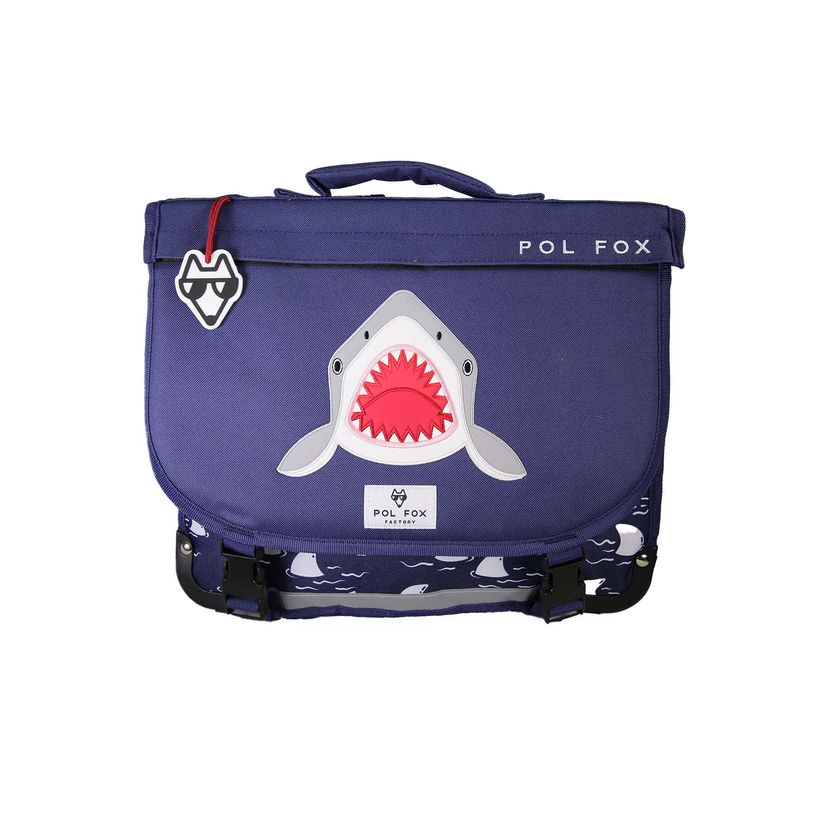 3663842009883-Cartable réversible 38 cm Shark - 2 compartiments - Marine - Pol Fox--0
