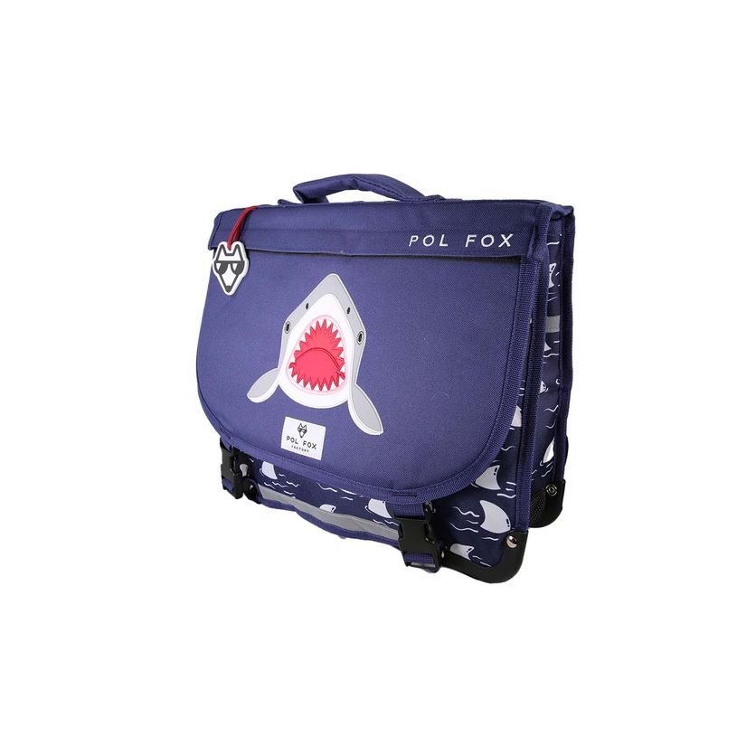 3663842009883-Cartable réversible 38 cm Shark - 2 compartiments - Marine - Pol Fox--1