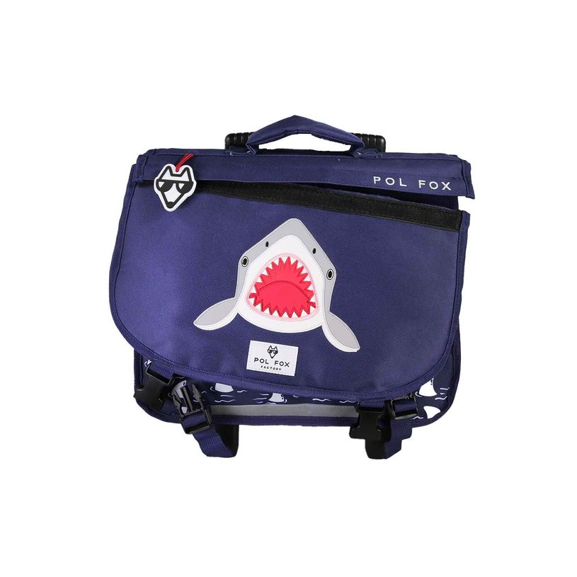 3663842009890-Cartable à roulettes réversible 38 cm Shark - 2 compartiments - Marine - Pol Fox--4