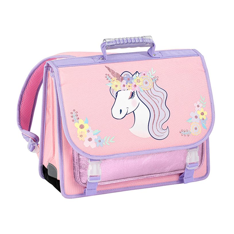 3135253284833-Cartable 38 cm Floral Unicorn - 2 compartiments - Viquel--0