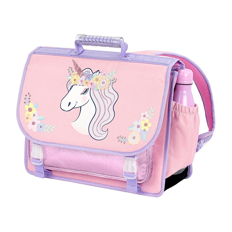 3135253284833-Cartable 38 cm Floral Unicorn - 2 compartiments - Viquel--3