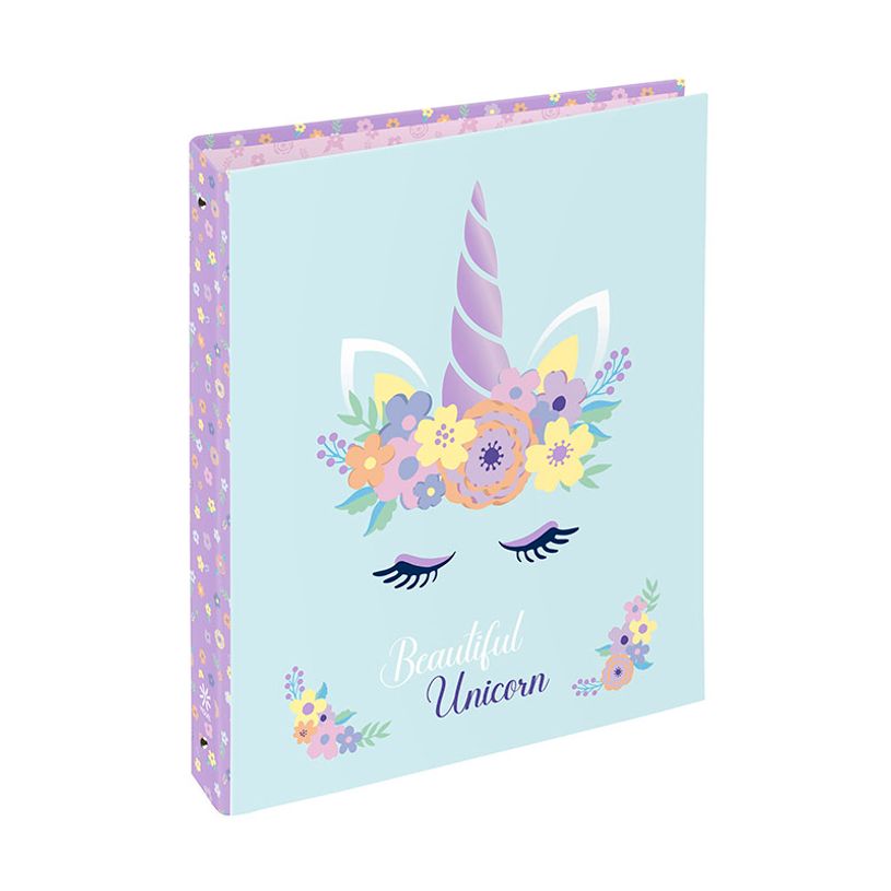 3135252005101-Classeur pelliculé 4 anneaux 3 cm FLORAL UNICORN--1