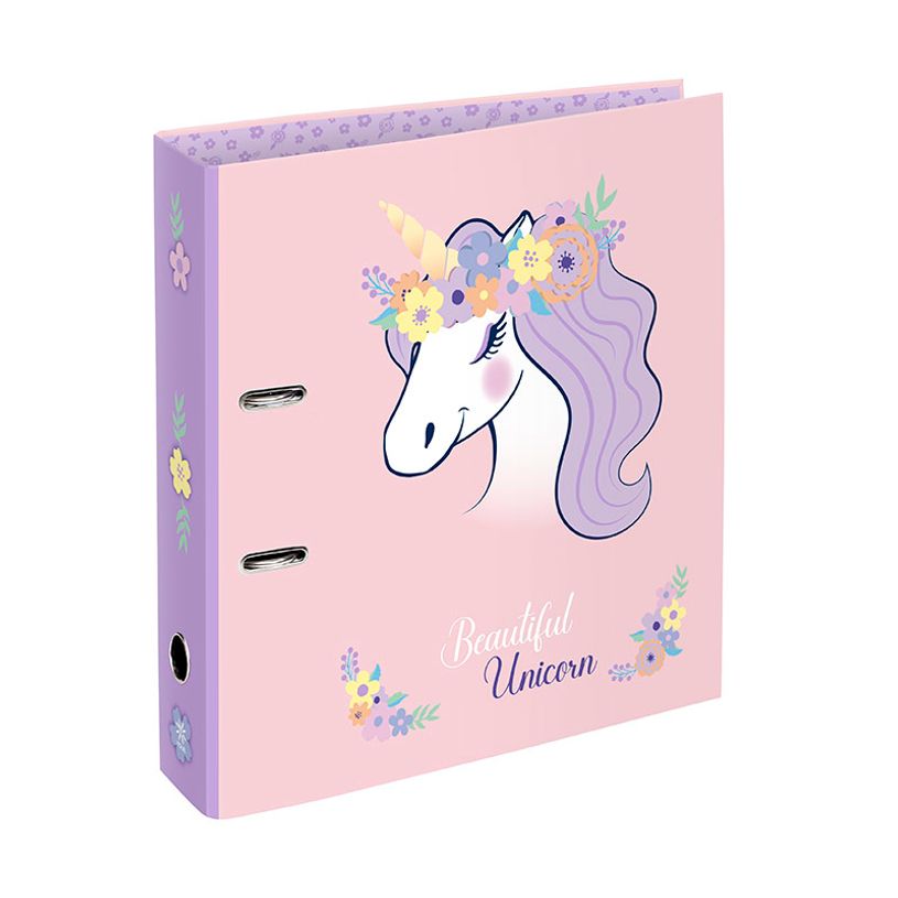 3135256015106-Classeur à levier pelliculé FLORAL UNICORN--1
