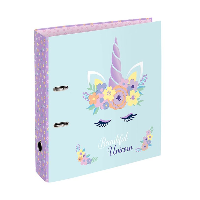 3135256015106-Classeur à levier pelliculé FLORAL UNICORN--2