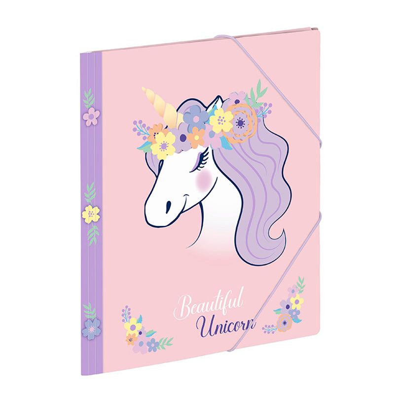 3135252015100-Chemise pelliculée à élastiques 3 rabats A4 FLORAL UNICORN--1