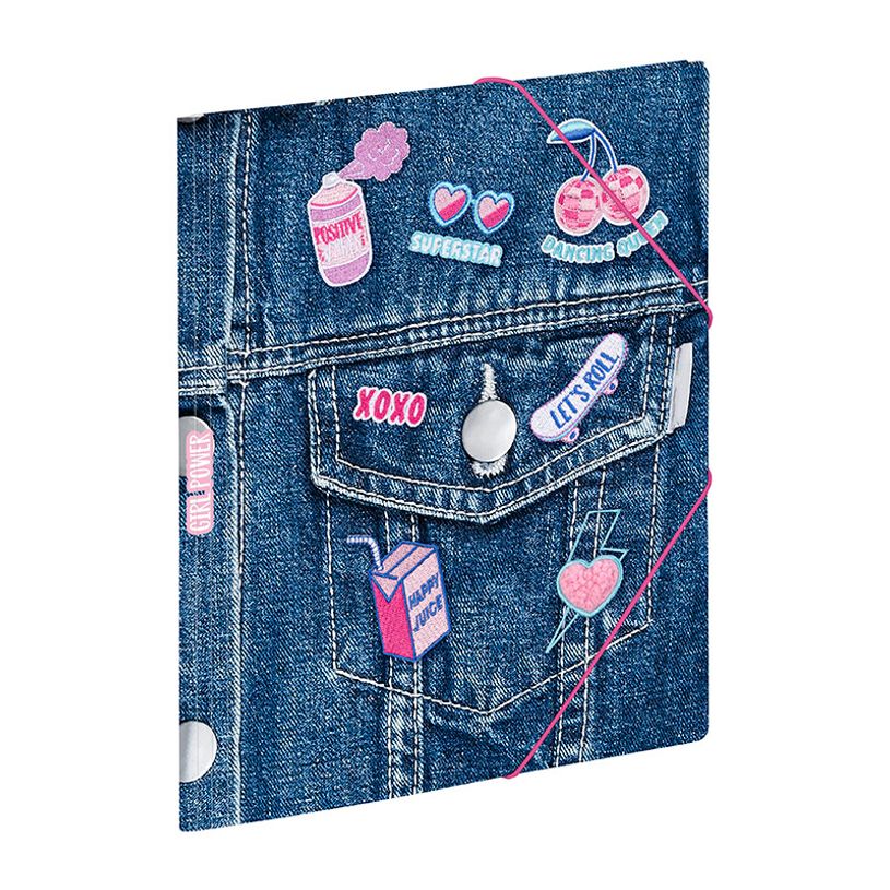 3135252014851-Chemise pelliculée à élastiques 3 rabats A4 GIRL POWER--3