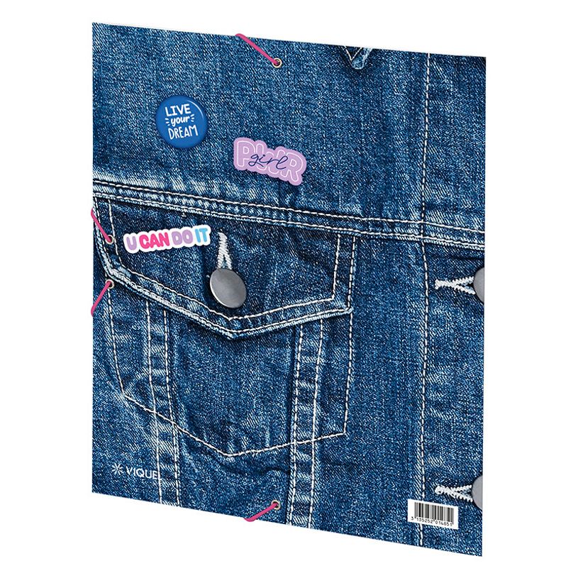 3135252014851-Chemise pelliculée à élastiques 3 rabats A4 GIRL POWER--4
