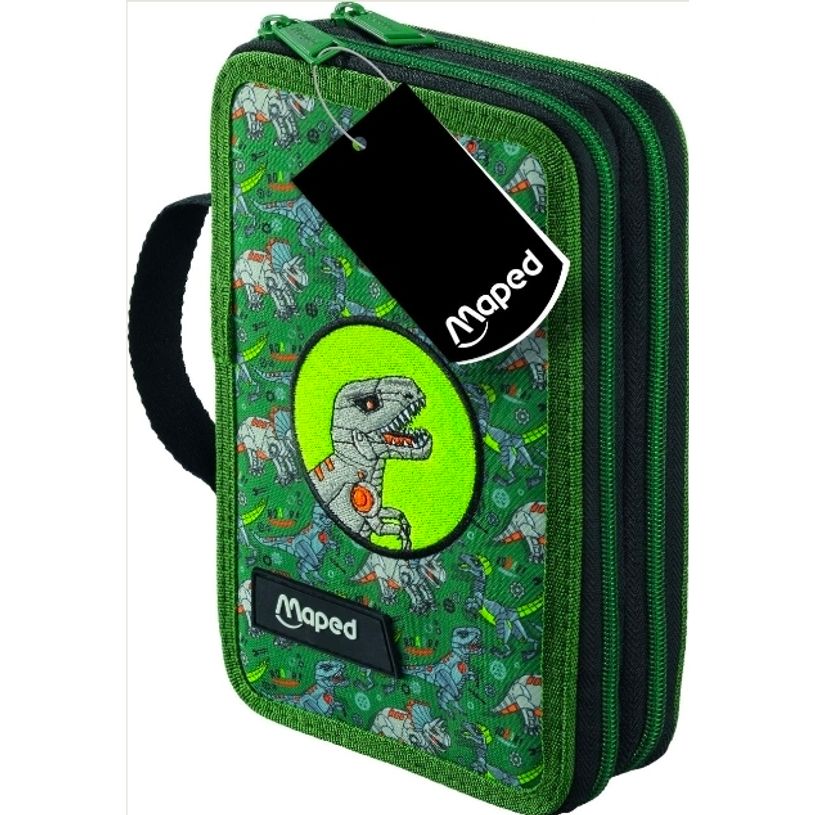 3154149674091-MAPED - Trousse garnie 2 étages - 38 articles - Décor Dinosaure--0
