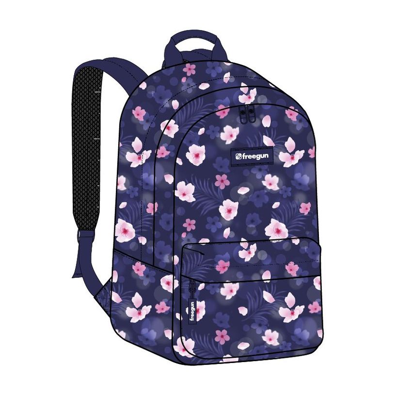 3614002118419-Freegun - Sac Borne 1 Compartiment - Blue Flower--0
