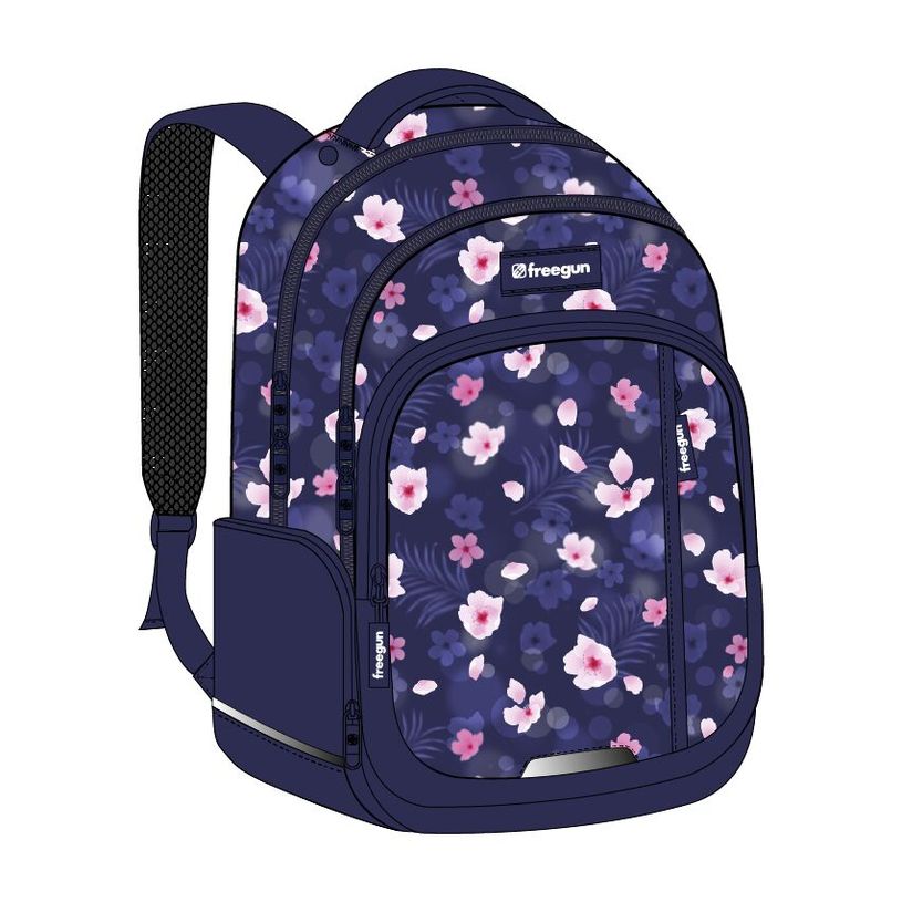 3614002118426-Freegun - Sac A Dos 2 Compartiments - Blue Flower--0