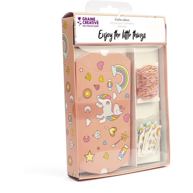 3532435005918-Graine Créative - Kit 6 boîtes cadeaux Licorne - 12 × 7 cm - ficelle et 12 étiquettes--0