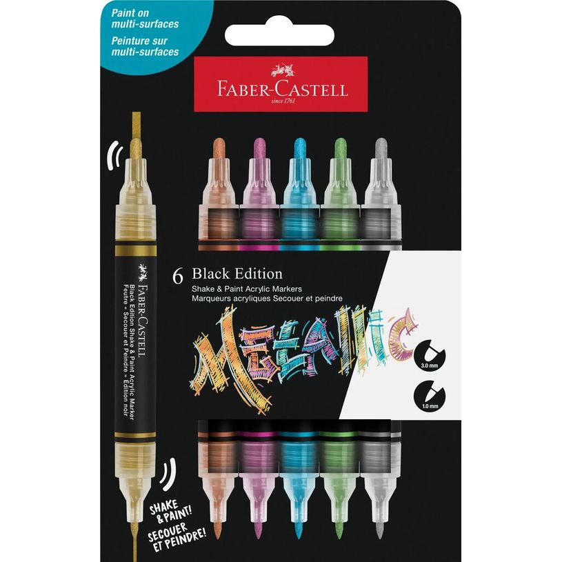 6933256660510-Black Edition Shake & Paint Acrylic Markers Metallic x 6--0