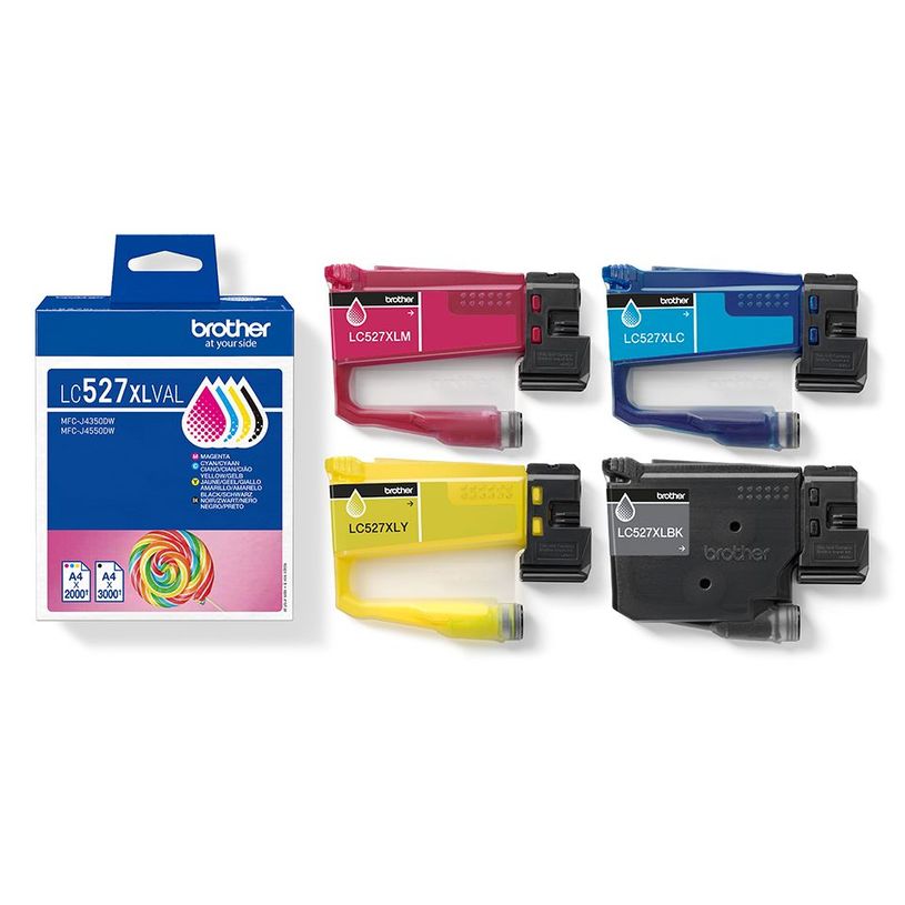 4977766842211-Brother LC527XL - Pack de 4 - noir, cyan, magenta, jaune - cartouche d'encre originale--1