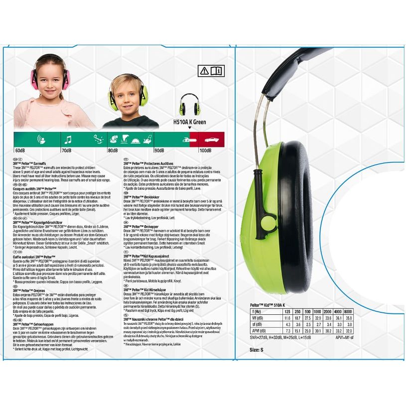 5902658102899-3M Peltor kid - Casque anti-bruit pour enfant -  vert fluo/noir--4