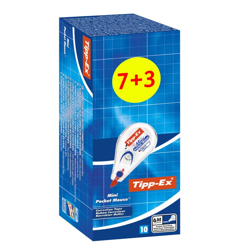 3086124150828-BIC Tipp-Ex - Ruban correcteur Mini Pocket Mouse 7+3 - 6 m x 5 mm--0