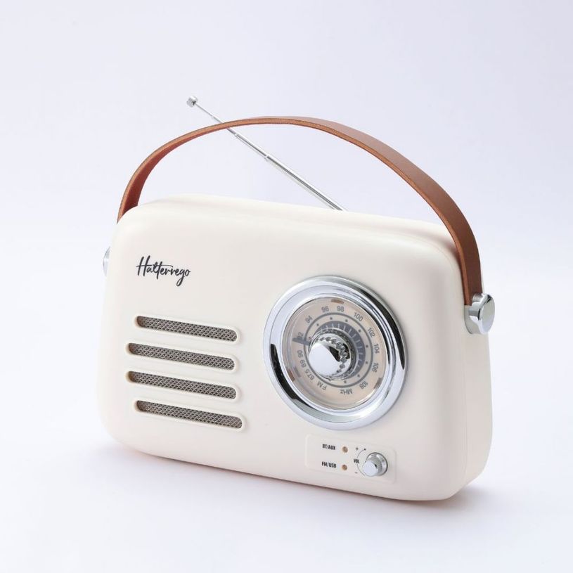 3772243694106-Halterrego - Radio vintage - Bluetooth, Radio FM, lecteur USB, Aux In Aux IN - Batterie rechargeable - --1