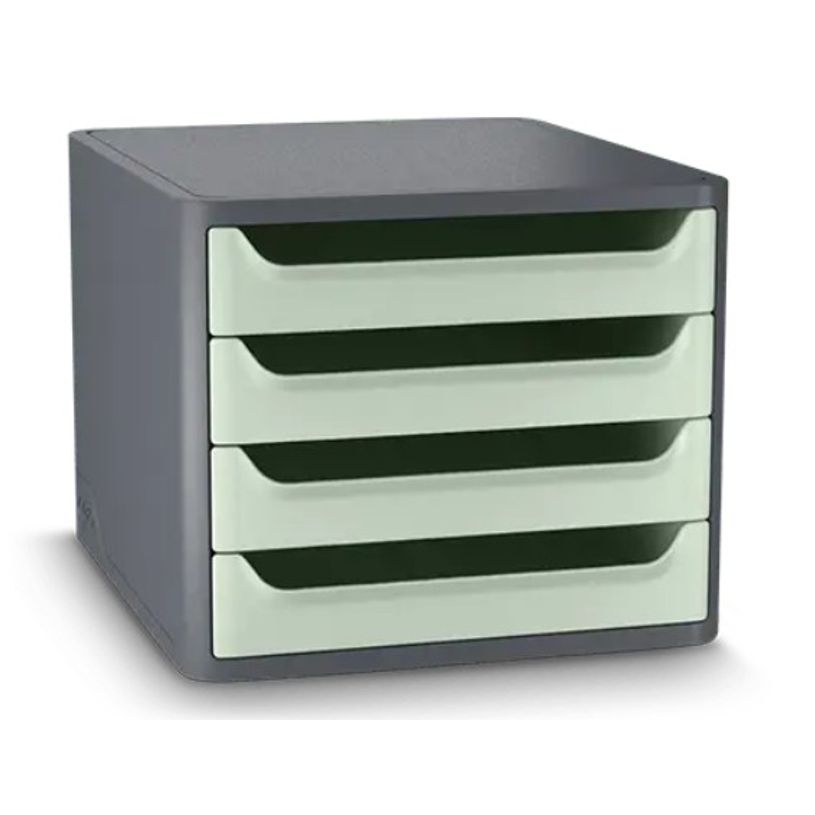 3462159019703-CEP - Module de Classement 4 Tiroirs First - Gris et Vert Sauge--0