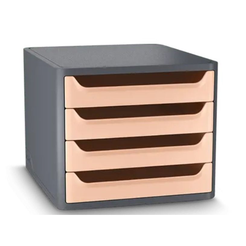 3462159021850-CEP - Module de Classement 4 Tiroirs First - Gris et Pêche--0