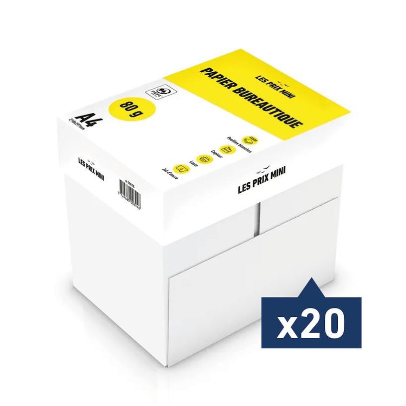 -Les Prix Mini - Papier blanc - A4 (210 x 297 mm) - 80 g/m² - 50 000 feuilles (20 cartons de 5 ramettes)--0