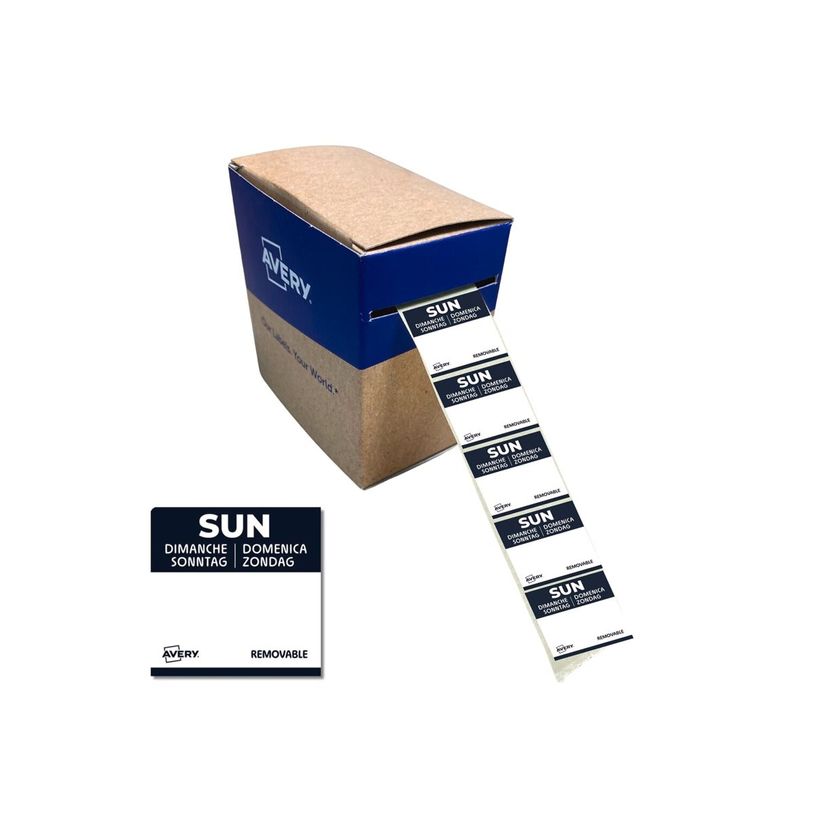 5014702152986-Avery - 1000 Etiquettes Jour Simples - DIMANCHE - 25x25mm - Amovibles-P_405260541_5-4