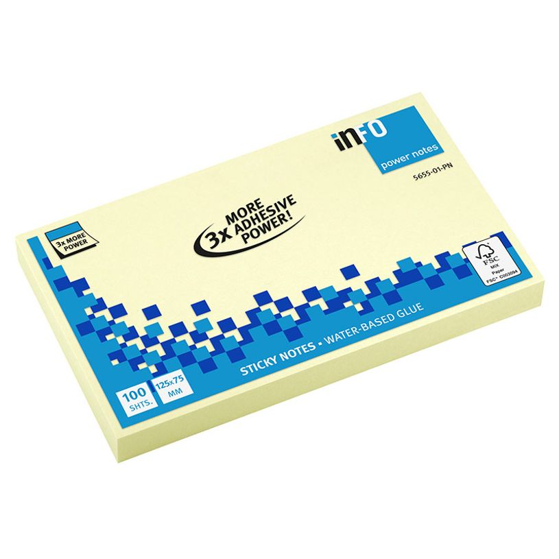 4044355788073-Global Notes - Notes adhésives - Pouvoir 3 fois plus adhésif - 100 feuilles - 125 x 75 mm - jaune--0