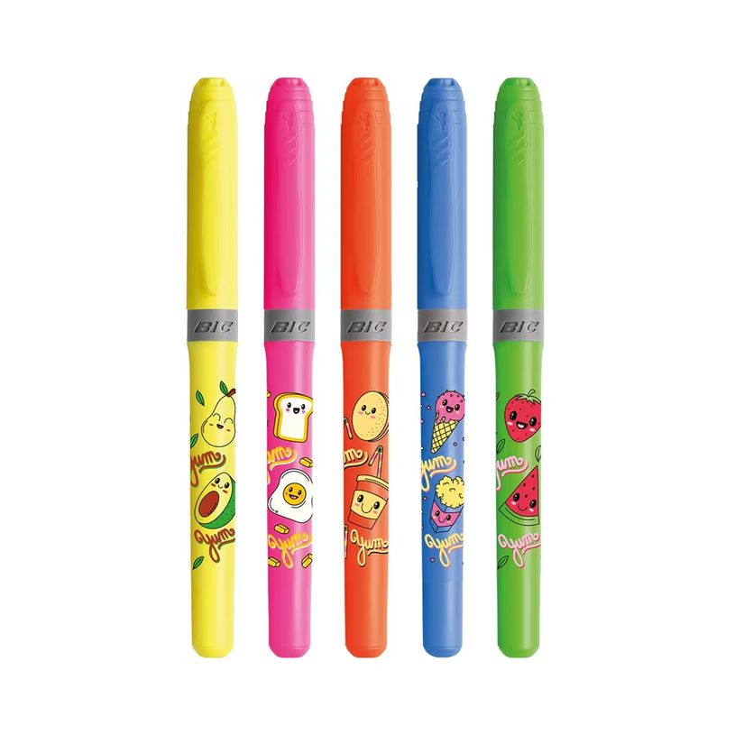 3086123779273-BIC Grip Kawaï - 5 surligneurs fluo - couleurs assorties--0